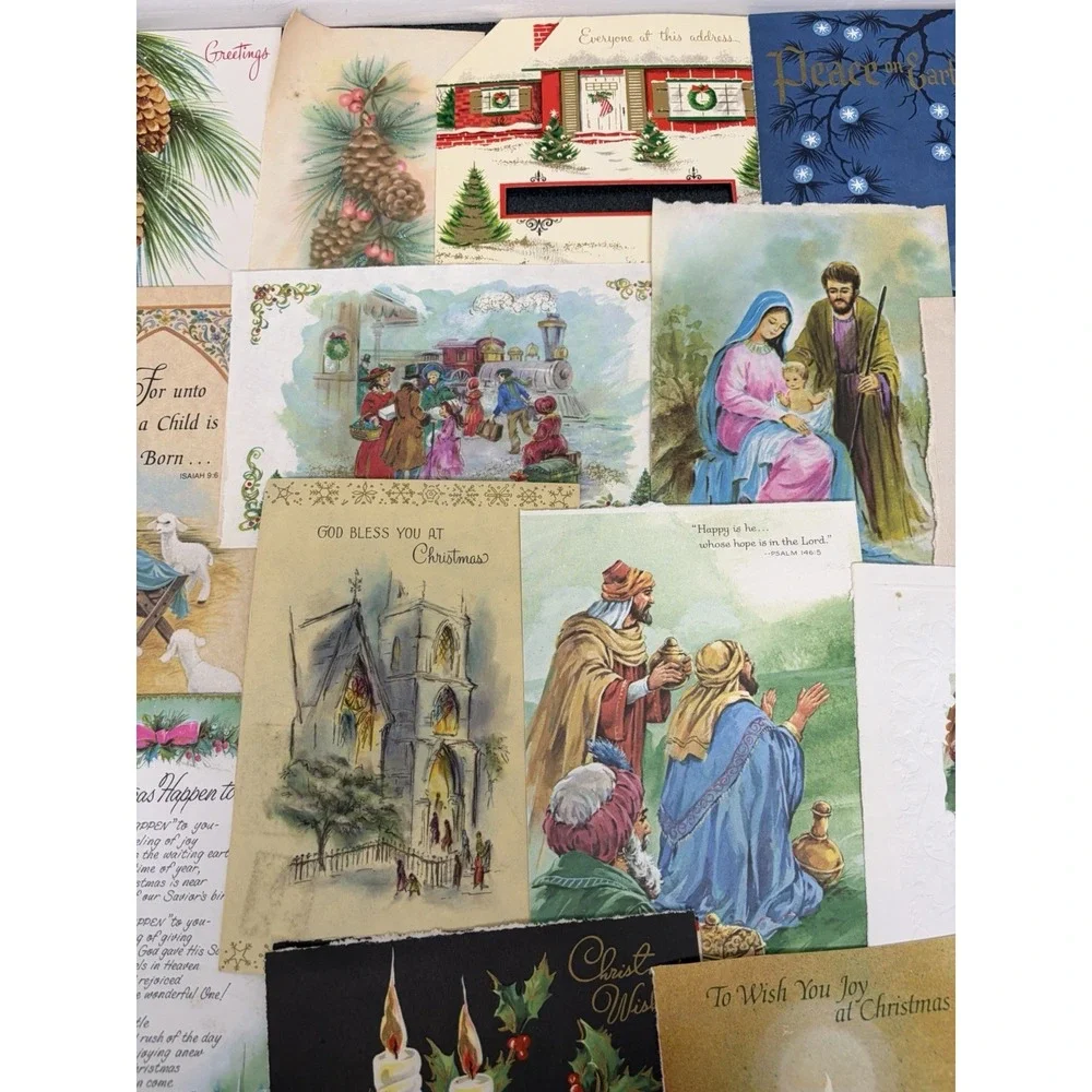 Vintage Retro Christmas Cards Fronts ONLY 1950s 1960s Scrapbooking Crafts 50+